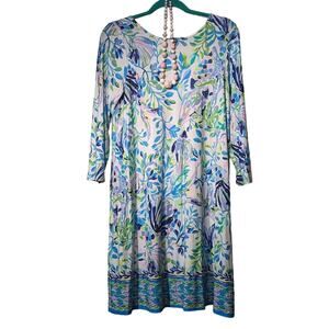 Lilly Pulitzer Resort White Slat Back Ophelia Swing Shell Beach Dress Women Sz L